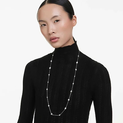 Una Angelic strandage, Round cut, White, Rhodium plated