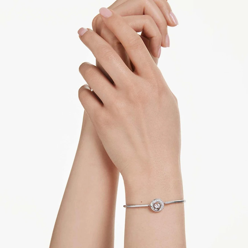 Dextera bangle, Round cut, White, Rhodium plated by SWAROVSKI