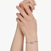 Dextera bangle, Round cut, White, Rhodium plated by SWAROVSKI