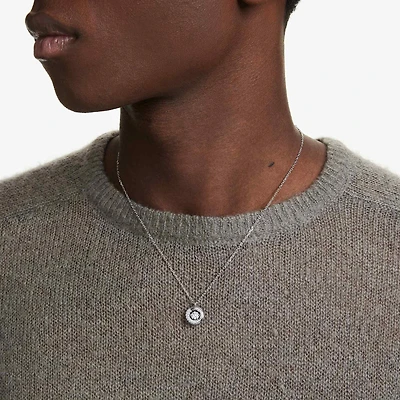 Dextera pendant, Round cut, White, Rhodium plated