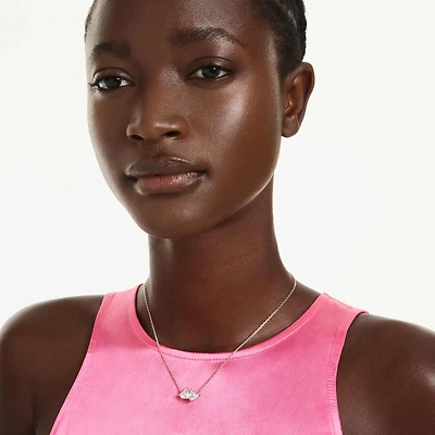 Mesmera necklace, Heart, White, 18K gold finish