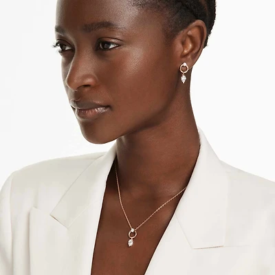 Mesmera set, Pear cut, Round cut, White, 18K rose gold finish
