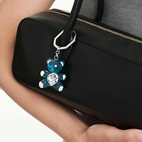 Teddy key ring, Bear, Blue, Rhodium plated by SWAROVSKI