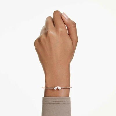 Mesmera bangle, Mixed cuts, White, 18K rose gold finish