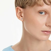 Stilla Attract stud earrings, Round cut, Blue, Rhodium plated by SWAROVSKI