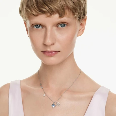 Symbolica pendant, Star, Blue, Rhodium plated