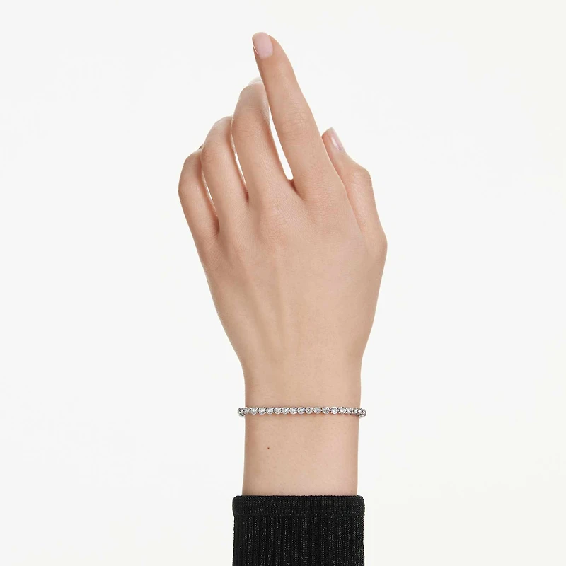 Imber Emily Tennis bracelet, Round cut, Grey, Rhodium plated by SWAROVSKI