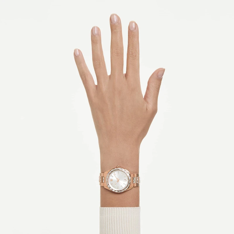 Matrix date watch, Swiss Made, Metal bracelet, Rose gold tone, Rose gold-tone finish