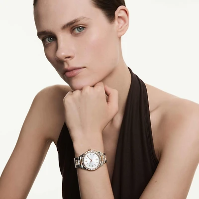Matrix date watch, Swiss Made, Metal bracelet, Rose gold tone