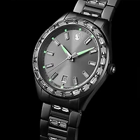 Matrix date watch, Swiss Made, Metal bracelet, Silver Tone, Stainless steel