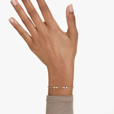 Swarovski Remix Collection strand, Round cut, White, Gold-tone plated