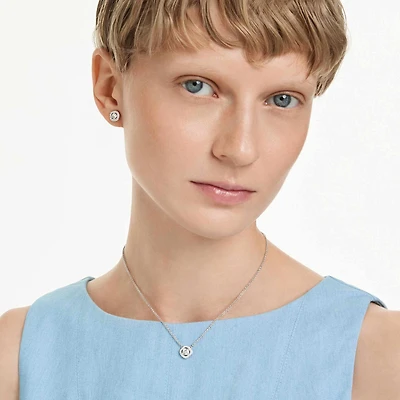 Una Angelic set, Round cut, White, Rhodium plated