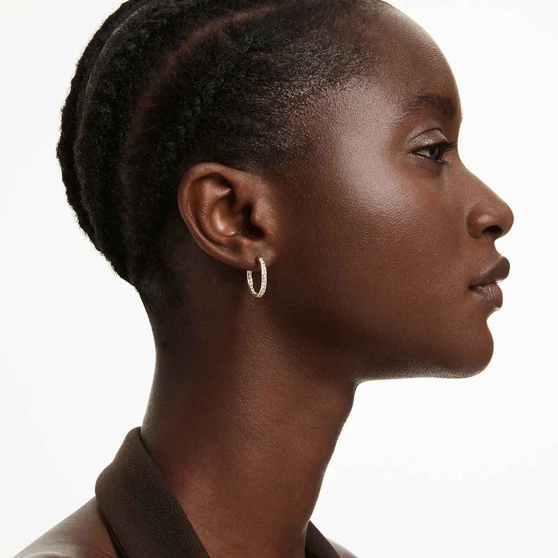 Sommerset hoop earrings, Small, White, Gold-tone plated by SWAROVSKI