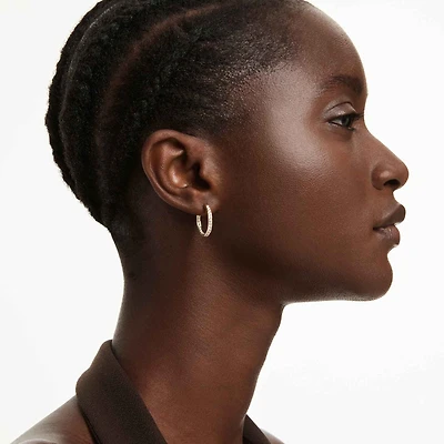 Sommerset hoop earrings, Small, White, Gold-tone plated