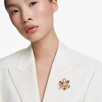 Idyllia pendant and brooch, Mixed cuts, Flower, Multicoloured, 18K gold finish