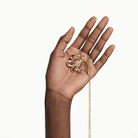 Idyllia pendant and brooch, Mixed cuts, Flower, Multicoloured, 18K gold finish