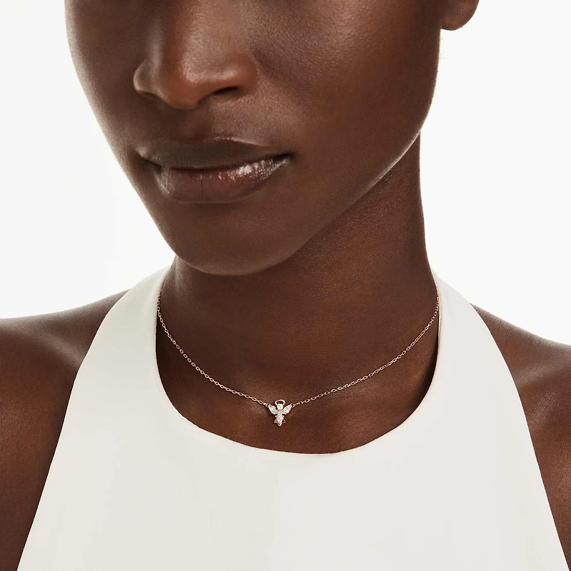 Magic necklace, Angel, White, 18K rose gold finish