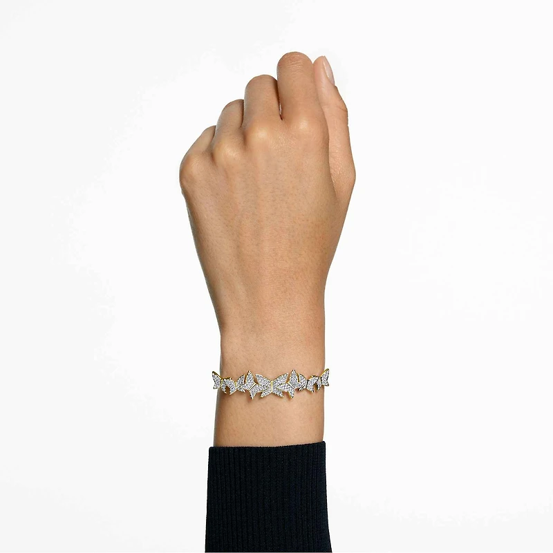 Idyllia Lilia bracelet, Butterfly, White, 18K gold finish
