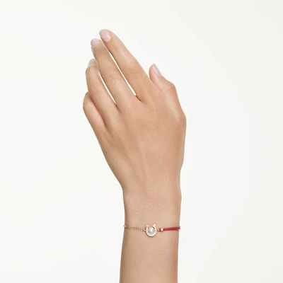 Symbolica bracelet, Crystal pearl, Pavé, Horse shoe, White, Rose gold-tone plated