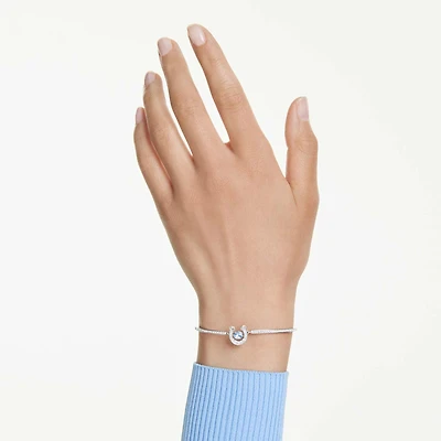 Symbolica bangle, Round cut, Pavé, Horse shoe, Blue, Rhodium plated