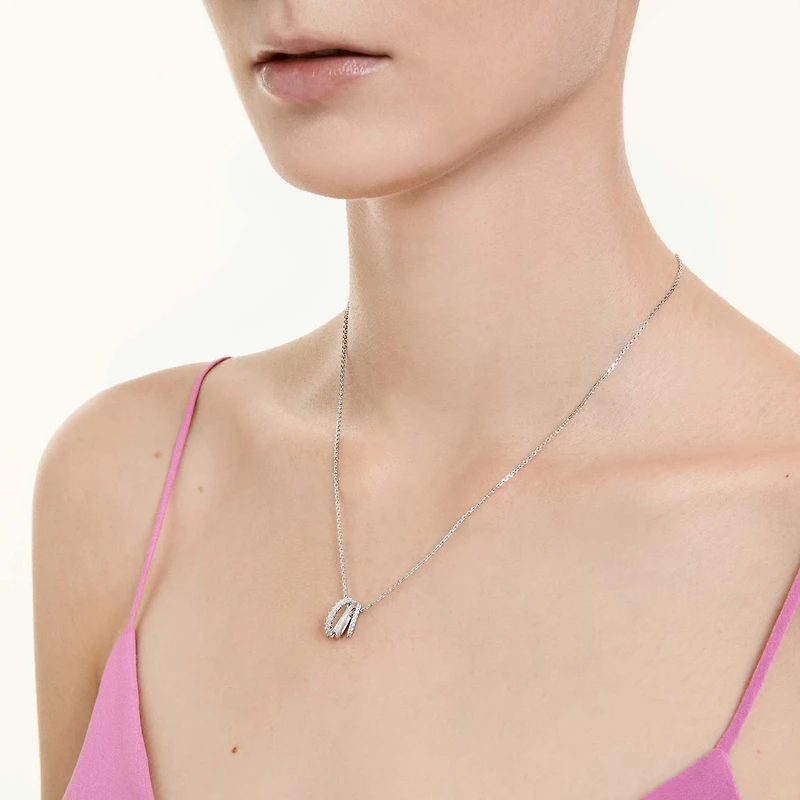 Hyperbola pendant, Round cut, White, Rhodium plated by SWAROVSKI