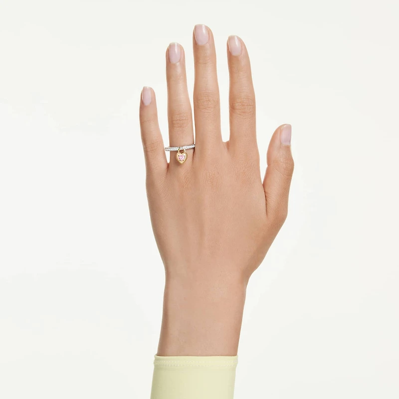 Idyllia motif ring, Mixed cuts, Heart, Pink, metal finish by SWAROVSKI