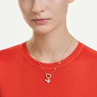 Idyllia pendant, Mixed cuts, Heart, key, Pink, 18K gold finish