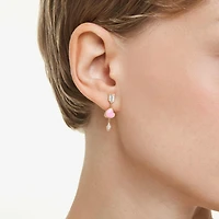 Idyllia drop earrings, Mixed cuts, Heart with arrow, White