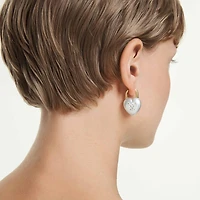 Idyllia drop earrings, Mixed cuts, Heart, White, 18K gold finish