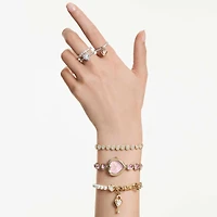 Idyllia bracelet, Crystal pearl, White, Gold-tone plated