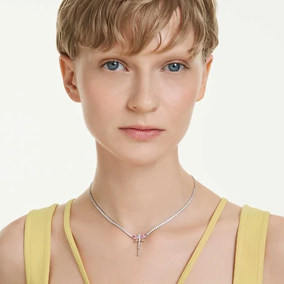 Ariana Grande x Swarovski Y necklace, Mixed cuts, Dragonfly, Multicolored, Rhodium plated