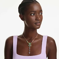 Gema Y necklace, Mixed cuts, Multicoloured, 18K gold finish