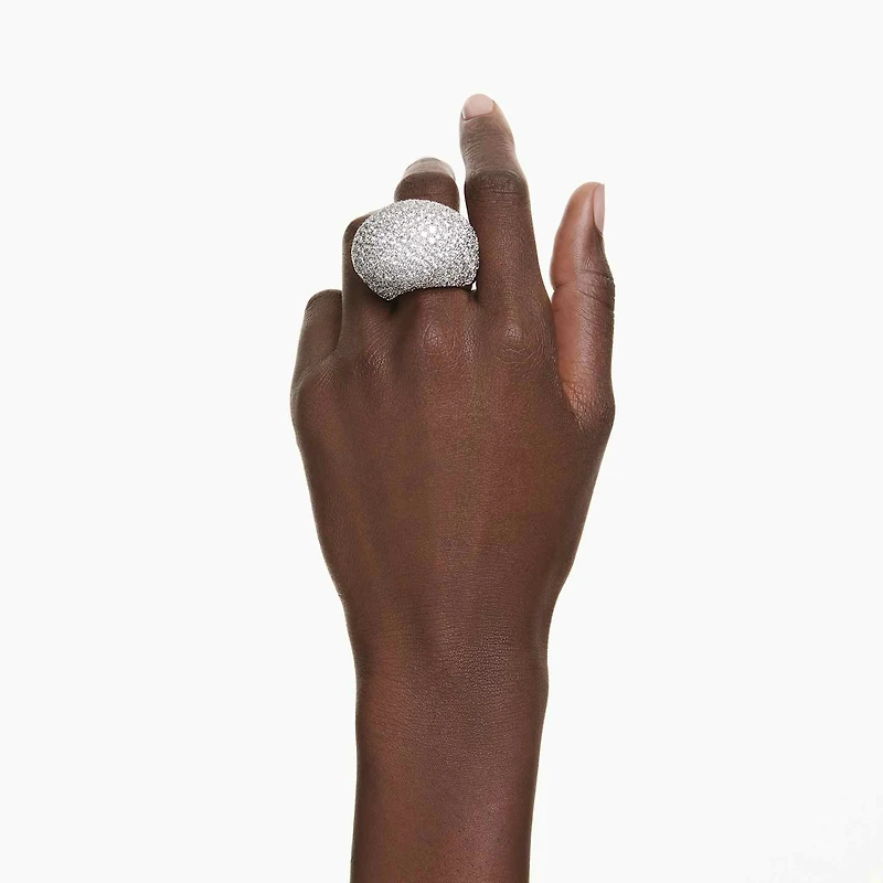 Sublima cocktail ring, Large, White, Rhodium plated by SWAROVSKI