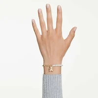 Idyllia bracelet, Crystal pearl, Round cut, Teddy, Gold tone, 18K gold finish
