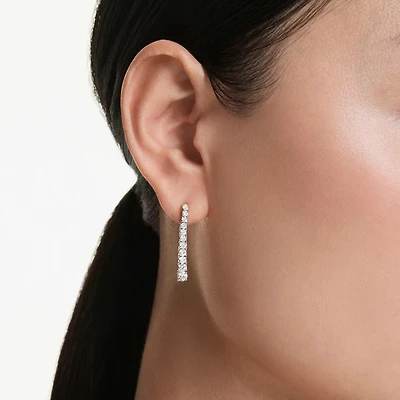 Eternity drop earrings, Lab-grown diamonds 1.3 ct tw, Round shape, 14K white gold