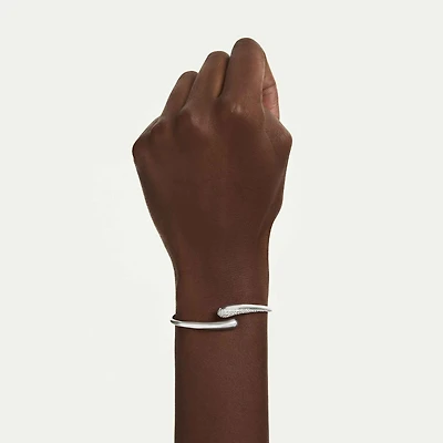 Swarovski Classica bangle, Intertwining, Round cut, White, Sterling silver