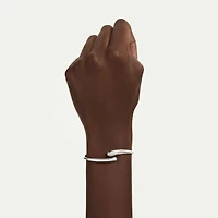 Swarovski Classica bangle, Intertwining, Round cut, White, Sterling silver