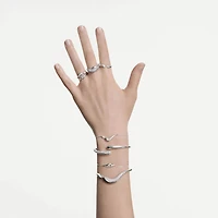 Swarovski Classica bangle, Intertwining, Round cut, White, Sterling silver