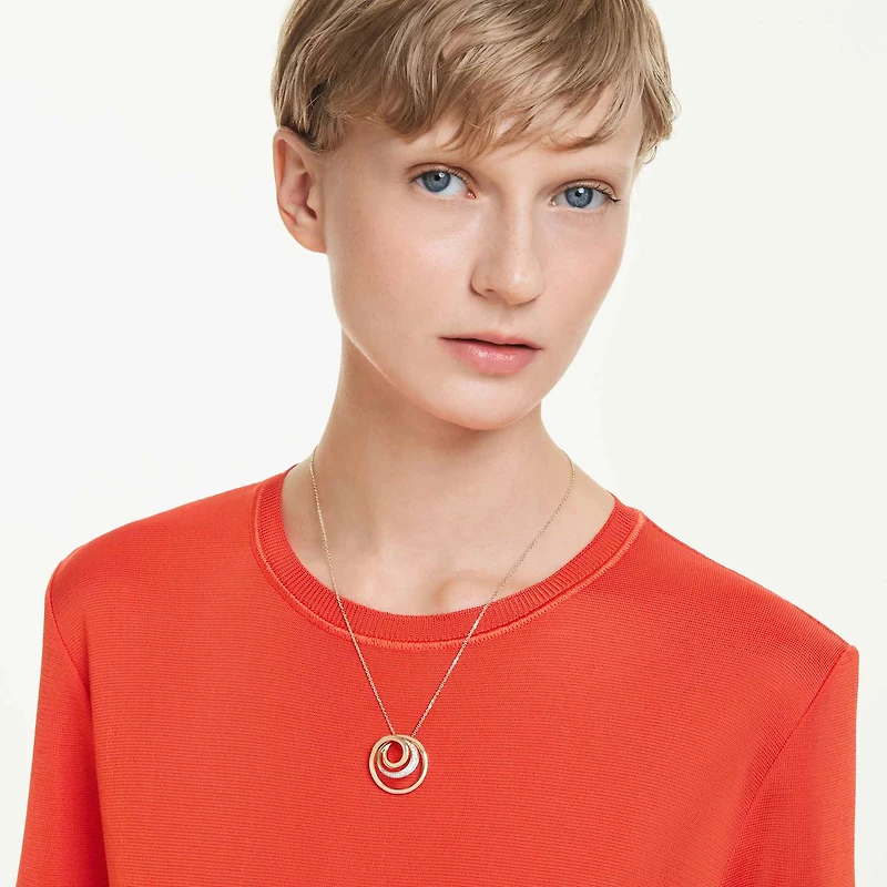 Hyperbola necklace, Round cut, White, Gold-tone plated by SWAROVSKI