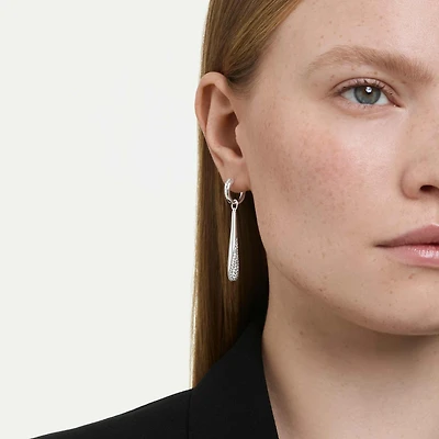 Classica drop and hoop earrings, Round cut, White, Sterling silver