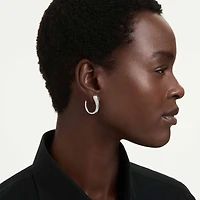 Swarovski Classica hoop earrings, Round cut, White, Sterling silver