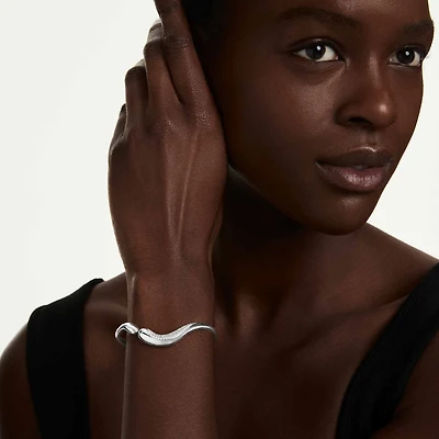 Swarovski Classica bangle, Open, Round cut, White, Sterling silver