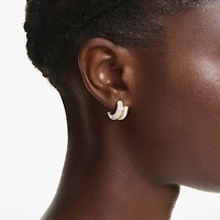 Dextera hoop earrings, Round cut, Mini, White, 18K gold finish