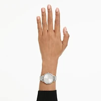 Clarica watch, Swiss Made, Metal bracelet, Silver Tone, Stainless steel by SWAROVSKI