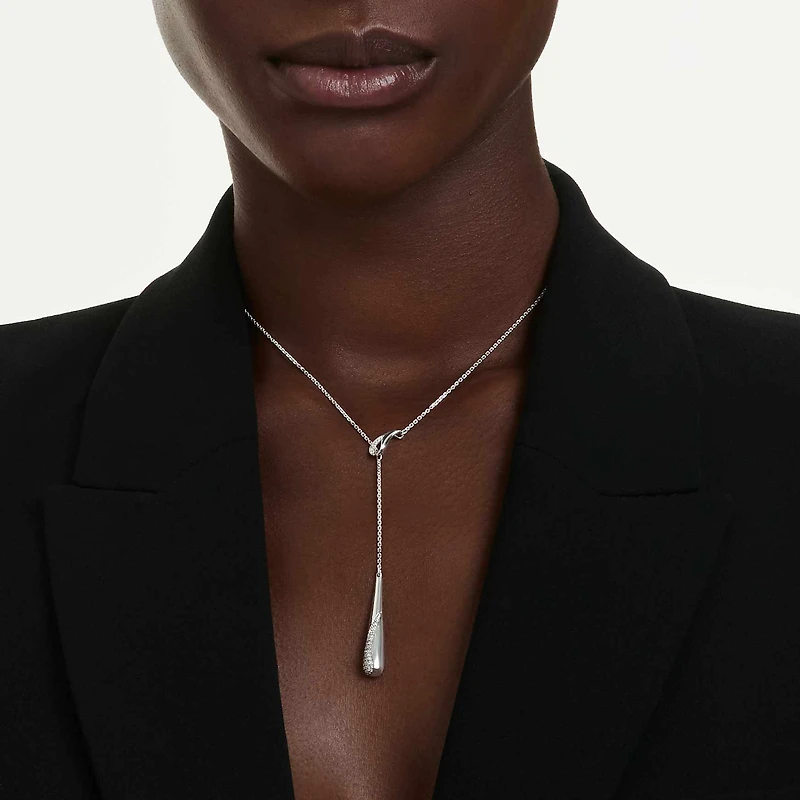 Swarovski Classica Y pendant, Round cut, White, Sterling silver
