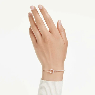 Symbolica bangle, Pavé, Horseshoe, White, 18K rose gold finish