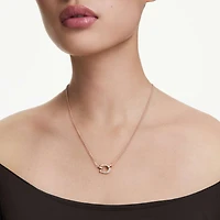 Symbolica pendant, Pavé, Horseshoe, White, 18K rose gold finish