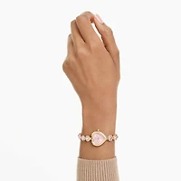 Idyllia Heart watch, Crystal bracelet, Pink, Gold-tone finish by SWAROVSKI