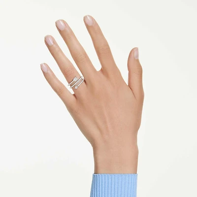 Idyllia motif ring, Mixed cuts, Arrow, White, Rhodium plated