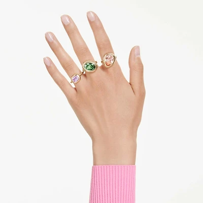 Gema motif ring, Set (3), Multicoloured, 18K gold finish